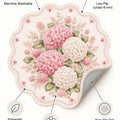 Floral Modern Round Kitchen Rug – Pink – features