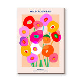Floral Modern Wall Art – Vibrant Wild Flowers Bouquet Typography