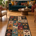 Floral Patchwork Kitchen Rug in a living room