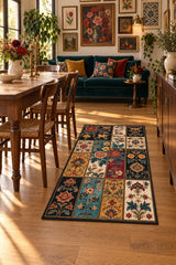 Floral Patchwork Kitchen Rug in a dining room