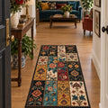 Floral Patchwork Kitchen Rug in a hallway