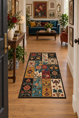 Floral Patchwork Kitchen Rug in a hallway