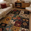 Floral Patchwork Kitchen Rug in a living room