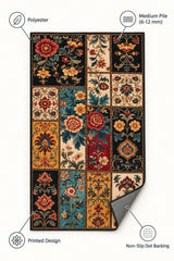 Floral Patchwork Kitchen Rug – features