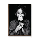 Floral Portrait Modern Minimalist Wall Art – Black and White Daisy Smile
