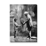 Floral Portrait Modern Pop-Art Wall Art – Boy Sharing Flowers Scene