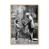 Floral Portrait Modern Pop-Art Wall Art – Boy Sharing Flowers Scene