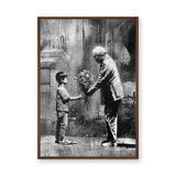 Floral Portrait Modern Pop-Art Wall Art – Boy Sharing Flowers Scene