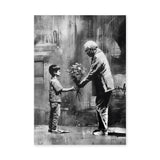 Floral Portrait Modern Pop-Art Wall Art – Boy Sharing Flowers Scene