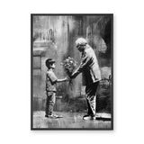 Floral Portrait Modern Pop-Art Wall Art – Boy Sharing Flowers Scene