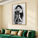 Floral Portrait Photography Modern Wall Art – Woman Behind Flowers