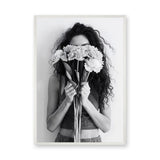Floral Portrait Photography Modern Wall Art – Woman Behind Flowers