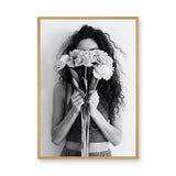 Floral Portrait Photography Modern Wall Art – Woman Behind Flowers