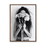 Floral Portrait Photography Modern Wall Art – Woman Behind Flowers