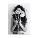 Floral Portrait Photography Modern Wall Art – Woman Behind Flowers