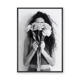 Floral Portrait Photography Modern Wall Art – Woman Behind Flowers