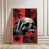 Floral Skull Aesthetic Wall Print Décor Poster – Botanical Hand and Skull Print