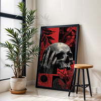 Floral Skull Aesthetic Wall Print Décor Poster – Botanical Hand and Skull Print