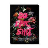 Floral Still Life Typography Wall Art – Dark Bouquet with Hot Pink Quote