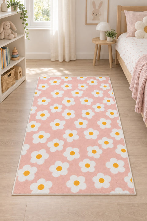 Floral Vintage Kids Rug in a nursery