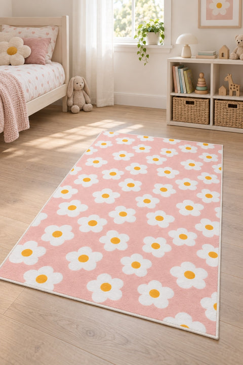 Floral Vintage Kids Rug in a nursery