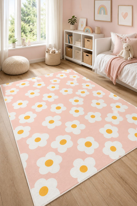 Floral Vintage Kids Rug in a nursery