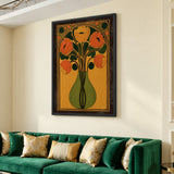 Floral Vintage Wall Art – Art Nouveau Poppies in a Green Vase