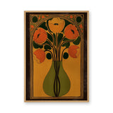 Floral Vintage Wall Art – Art Nouveau Poppies in a Green Vase