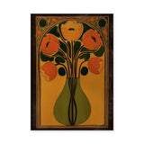 Floral Vintage Wall Art – Art Nouveau Poppies in a Green Vase