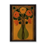 Floral Vintage Wall Art – Art Nouveau Poppies in a Green Vase
