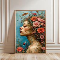 Floral Woman Aesthetic Home Art Wall Poster Print