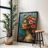 Floral Woman Aesthetic Home Art Wall Poster Print