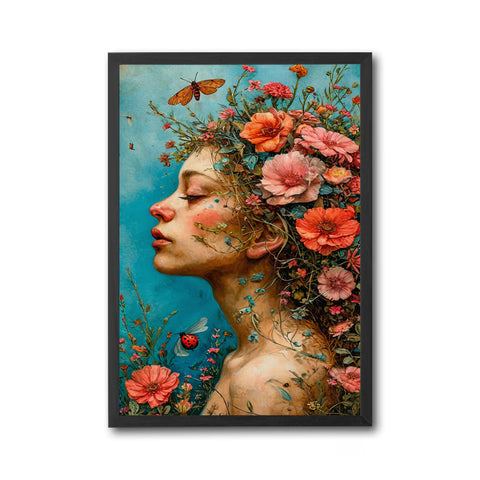 Floral Woman Aesthetic Home Art Wall Poster Print