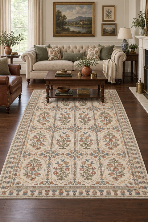 Florens Vintage Area Rug – Multicolor in a living room