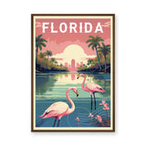 Florida Flamingos Vintage Wall Art – Retro Coastal Travel Print