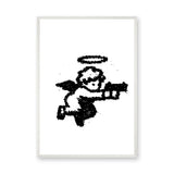 Flying Angel Line Art Wall Art – Black and White Nursery Print