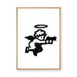 Flying Angel Line Art Wall Art – Black and White Nursery Print