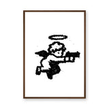 Flying Angel Line Art Wall Art – Black and White Nursery Print