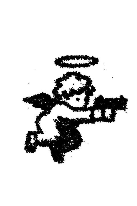 Flying Angel Line Art Wall Art – Black and White Nursery Print