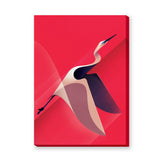 Flying Bird Geometric Modern Wall Art – Cream Heron on Bold Red