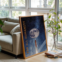 For All Humanity Quote Wall Poster – Aesthetic Rocket and Moon Print