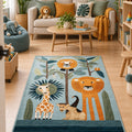 Forest Animals Modern Kids Rug in a living room