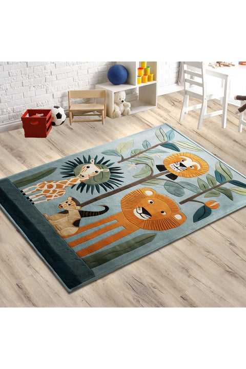 Forest Animals Modern Kids Rug in a nursery
