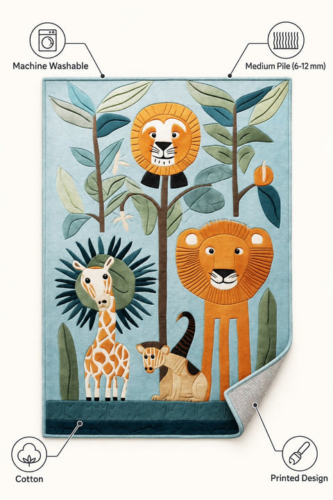 Forest Animals Modern Kids Rug – features