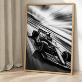 Formula Racing Car Modern Wall Art – Black and White Speed Photo