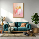 French Fries Pop Art Wall Art – Pink Food Print for Playful Spaces