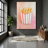 French Fries Pop Art Wall Art – Pink Food Print for Playful Spaces