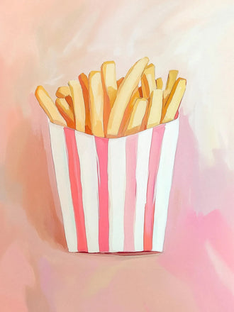 French Fries Pop Art Wall Art – Pink Food Print for Playful Spaces