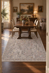 Frezia Floral Vintage Area Rug in a dining room