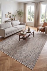 Frezia Floral Vintage Area Rug in a living room